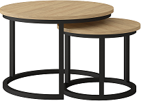 TRENTO - Konferenční stolek sada 2kusy - lamino DUB HICKORY/ noha kov ČERNÝ (Toronto stolik kawowy=2balíky)(IZ) (K150)