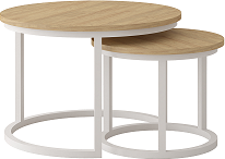 TRENTO - Konferenční stolek sada 2kusy - lamino DUB HICKORY/ noha kov BÍLÝ (Toronto stolik kawowy=2balíky)(IZ) (K150)