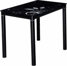 DAMAR (DAMARC80=1balík) jídelní stůl 80X60 černý / nohy černé,tvrzené sklo s ornamentem (S) (K150-E)