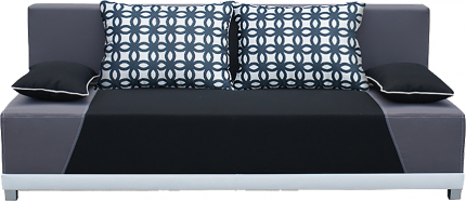 Rozkládací pohovka ROKAR s úložným prostorem, černá/šedá/vzor