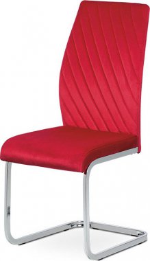Pohupovací jídelní židle DCL-442 RED4, červená sametová látka/chrom
