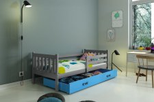Dětská postel Carlo 80x190 s úložným prostorem, grafit/modrá