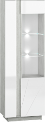 LAMIA 03P -vitrína 1D1W, lamino, beton/bílá lesk/bílá lesk MDF (ML) (LUMENS03P=2BALÍKY) (K150)