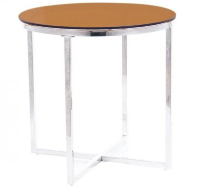 Kulatý konferenční stolek CRYSTAL B stříbrná/jantarové kouřové sklo