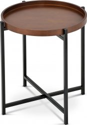Odkládací stolek pr.50x50 cm, deska dřevo, moření ořech, kovové černé nohy 80135-12 WAL