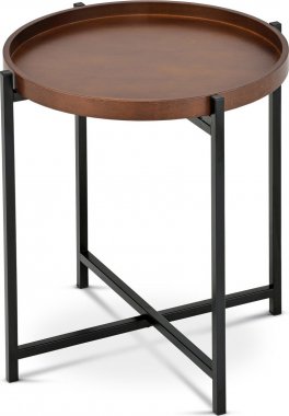 Kulatý odkládací stolek 80135-12 WAL, ořech/černý kov