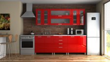 Kuchyňská linka Eginger RLG 220 cm, červený lesk