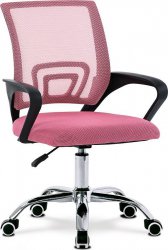 Kancelářská židle, potah růžová látka MESH a síťovina MESH, výškově nastavitelná, kovový chromovaný kříž KA-L103 PINK