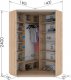 Rohová šatní skříň CORA 140/240 bílá/zrcadlo