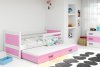 Dětská postel Riky II 90x200 s přistýlkou, bílá/růžová