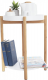 Kulatý odkládací stolek KABRA s odnímatelným tácem, bílá/přírodní