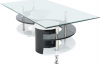 Konferenční stolek RUPERT s taburetem, bílá/černá lesk