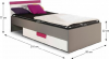 Dětská postel LOBETE 09, 90x200 s úložným prostorem, šedá/bílá/fialová