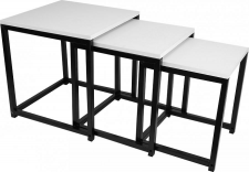 Set 3 konferenčních stolků, bílá matná/černá, KASTLER NEW TYP 3