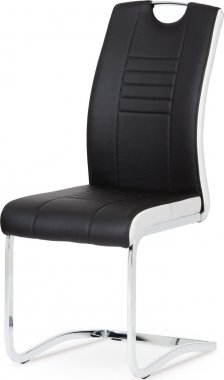 Pohupovací jídelní židle DCL-406 BK, ekokůže černá s bílými boky/chrom