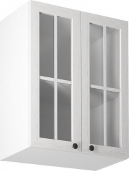 Horní kuchyňská skříňka PROVANCE G60, 2-dveřová, bílá/sosna andersen/sklo