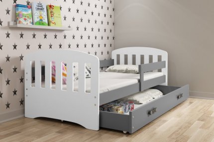Dětská postel Clark 80x160 s úložným prostorem, grafit/bílá