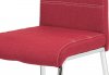 Jídelní židle HC-486 RED2, červená látka, bílé prošití, kov chrom