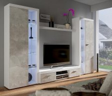Obývací stěna, sestava RIZO XL bílá/beton