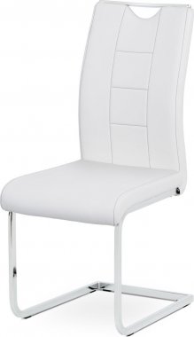 Pohupovací jídelní židle DCL-411 WT, bílá ekokůže/chrom