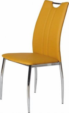 Jídelní židle, chrom / ekokůže žlutá kari, OLIVA