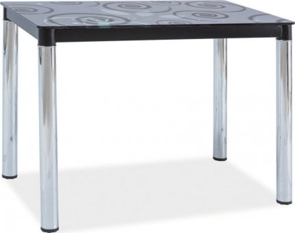 Jídelní stůl DAMAR II, černé sklo/chrom