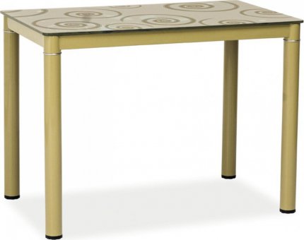 DAMAR (DAMARCB) jídelní stůl tmavě béžový /béžové nohy, tvrzené sklo s ornamentem 100X60  (S) (K150-E)