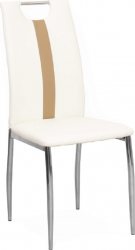 Jídelní židle SIGNA, bílá, béžová ekokůže/chrom
