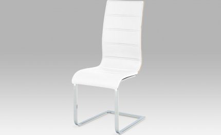 Jídelní židle WE-5022 WT, koženka bílá / sonoma / chrom