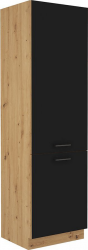 Vysoká skříň MONRO 60 LO-210 2F, pro vestavnou lednici, černý mat/dub artisan