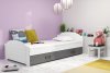 Dětská postel Lizzie 90x200 s úložným prostorem, bílá/grafit