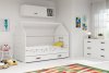 Dětská postel Dominik 80x160 s úložným prostorem, domeček, bílá/grafit