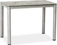 DAMAR (DAMARSZ80=1balík) jídelní stůl 80X60  šedý / šedé hohy,tvrzené sklo s ornamentem (S) (K150-E)