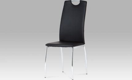 Jídelní židle DCL-419 BK, koženka černá / chrom