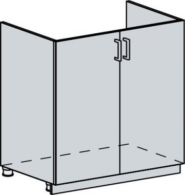Spodní kuchyňská skříňka PRAGA 80DZ, dřezová, 2-dveřová, bk/bílá