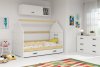 Dětská postel Dominik 80x160 s úložným prostorem, domeček, borovice/grafit/bílá