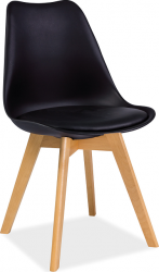 KRIS BUK- jídelní židle eco kůže ČERNÁ/ nohy dřevo buk (KRISBUC) (S) (K150-E)