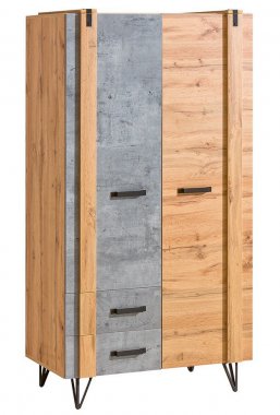 Šatní skříň LODINE 01, 2D2S dub wotan/beton