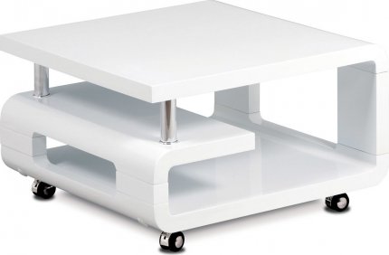 Konferenční stolek AHG-617 WT, pojízdný, bílá lesk/chrom