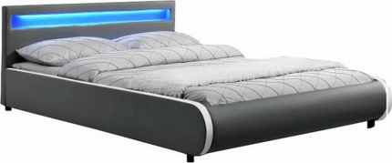 Čalouněná postel DULCEA 160x200, s LED osvětlením, šedá