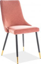 Designová jídelní židle PIANO, velvet starorůžová/kov černá/zlatá