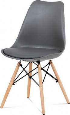 Plastová jídelní židle CT-741 GREY, šedá ekokůže/natural
