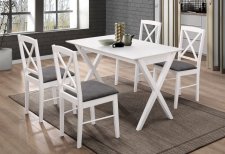 Dřevěná jídelní židle BRIXEN bílá/šedá