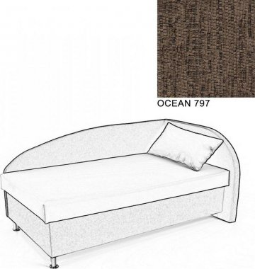 Čalouněná postel AVA NAVI, s úložným prostorem, 120x200, pravá, OCEAN 797