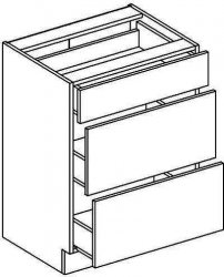 Spodní kuchyňská skříňka MERLIN D60S3 se šuplíky, černá lesk