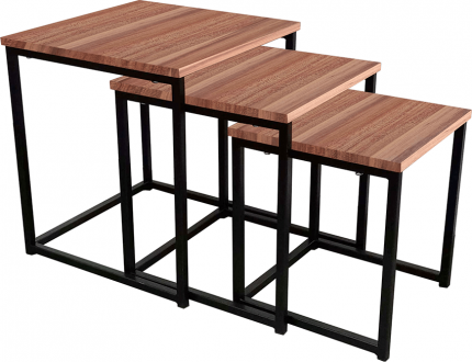 Konferenční stolek KASTLER TYP 3, set 3 kusů, ořech/černá