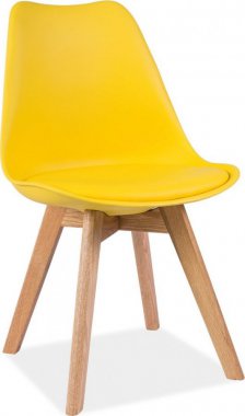 Plastová jídelní židle KRIS žlutá/dub