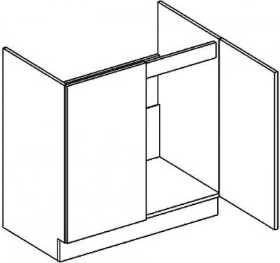 Spodní kuchyňská skříňka PALMYRA D80ZL, dřezová, šedá/mocca