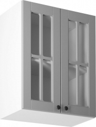 Horní kuchyňská skříňka LAYLA G60S, bílá/šedá mat/sklo