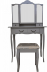 Toaletní stolek REGINA NEW s taburetem, šedá/stříbrná